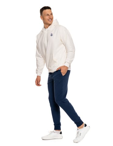 Bluzy męskie - Męska bluza dresowa z kapturem i nadrukiem na plecach BIAŁY - produkt 6