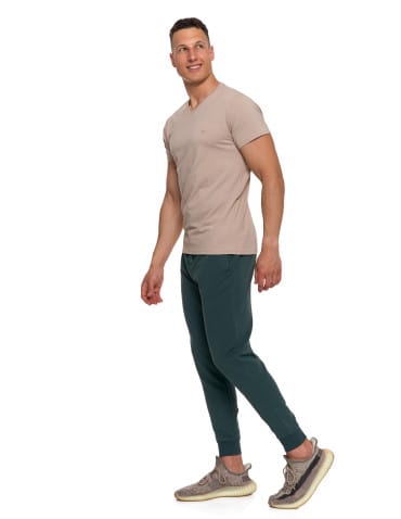 Koszulki i Tank Topy - Koszulka męska bawełna Premium T-shirt dekolt w serek BEŻOWY - produkt 2