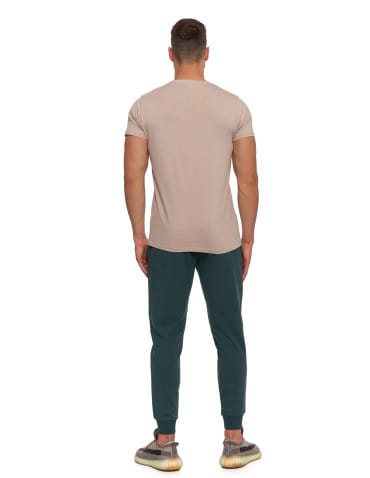 Koszulki i Tank Topy - Koszulka męska bawełna Premium T-shirt dekolt w serek BEŻOWY - produkt 3