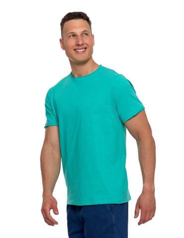 Koszulki i Tank Topy - T-shirt męski basic z bawełny slub TURKUSOWY - produkt 3