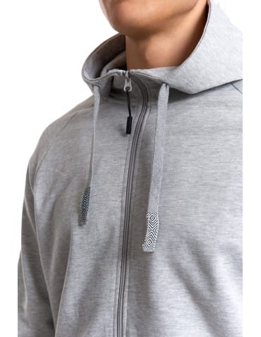 Bluzy męskie - Męska bluza dresowa z kapturem rozpinana JASNY SZARY - produkt 3