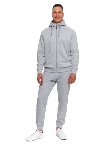 Bluzy męskie - Męska bluza dresowa z kapturem rozpinana JASNY SZARY - produkt 8