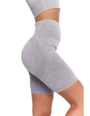 Legginsy damskie - Legginsy kolarki damskie z wysokim stanem i efektem push-up SZARY - produkt 8
