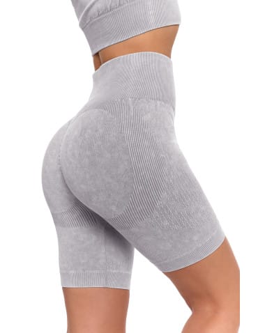 Legginsy damskie - Legginsy kolarki damskie z wysokim stanem i efektem push-up SZARY - produkt 9