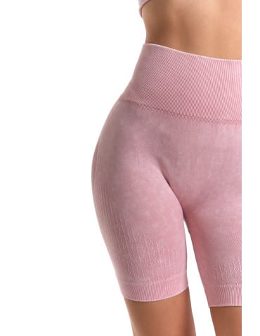 Legginsy damskie - Legginsy kolarki damskie z wysokim stanem i efektem push-up RÓŻOWY - produkt 6