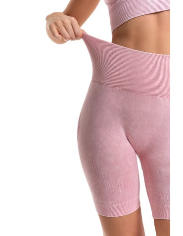 Legginsy damskie - Legginsy kolarki damskie z wysokim stanem i efektem push-up RÓŻOWY - produkt 7