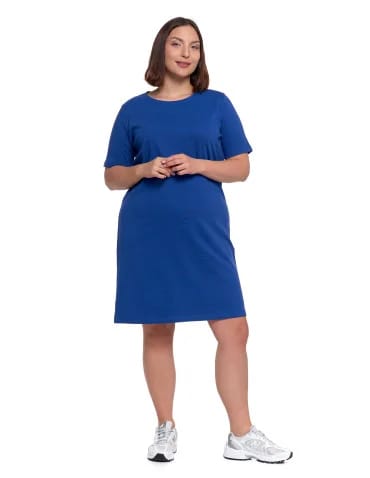 Sukienka damska bawełniana z krótkim rękawem - GRANATOWY
