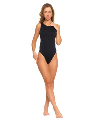 Body - Body damskie bez rękawów prążkowane CZARNY - produkt 10