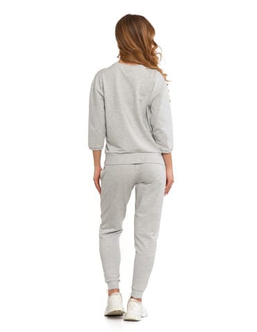 Bluzy damskie - Bluza dresowa damska z rękawem 3/4 i rozcięciem po bokach JASNY SZARY - produkt 11