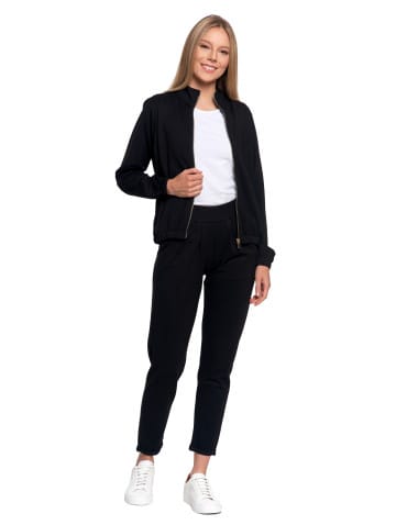 Bluzy damskie - Bluza damska ze stójką na suwak i kieszeniami CZARNY - produkt 8