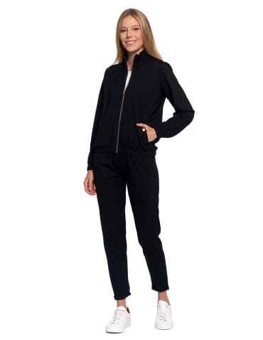 Bluzy damskie - Bluza damska ze stójką na suwak i kieszeniami CZARNY - produkt 11