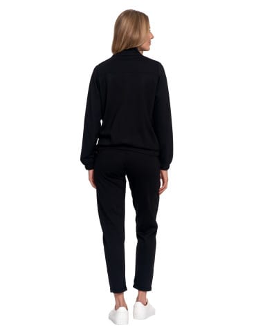 Bluzy damskie - Bluza damska ze stójką na suwak i kieszeniami CZARNY - produkt 12