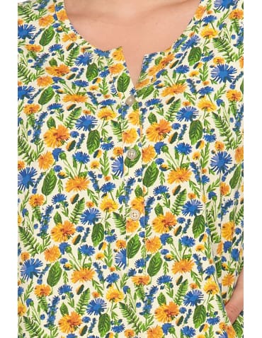 Koszule nocne - Damska koszula nocna rozpinana z krótkim rękawem Plus Size ŻÓŁTY - produkt 3