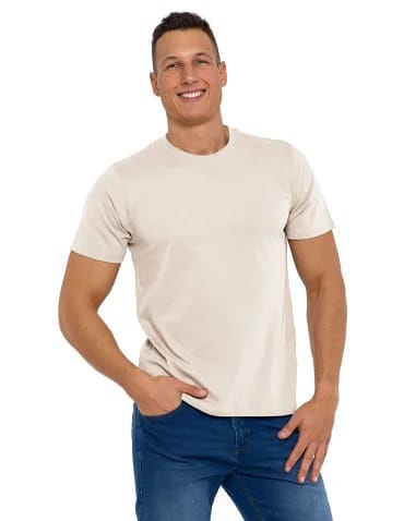 Koszulki i Tank Topy - Koszulka męska bawełniana T-shirt BEŻOWY - produkt 1