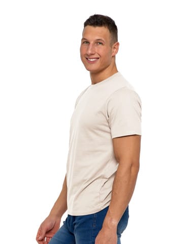 Koszulki i Tank Topy - Koszulka męska bawełniana T-shirt BEŻOWY - produkt 2