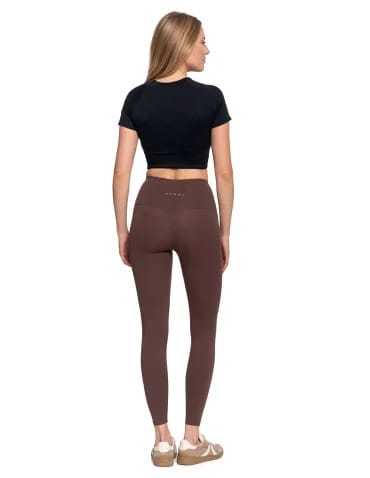 Legginsy damskie sportowe funkcyjne z wysokim stanem - MOKKA - produkt 2