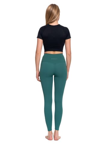 Legginsy damskie - Legginsy damskie sportowe funkcyjne z wysokim stanem ZIELONY - produkt 2
