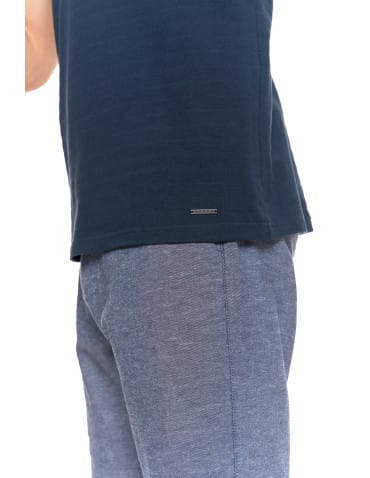 Koszulki i Tank Topy - T-shirt męski bawełniany z dekoltem henley GRANATOWY - produkt 3