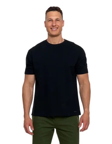 Koszulki i Tank Topy - T-shirt męski 100% bawełniany z prążkowaną strukturą CZARNY - produkt 1