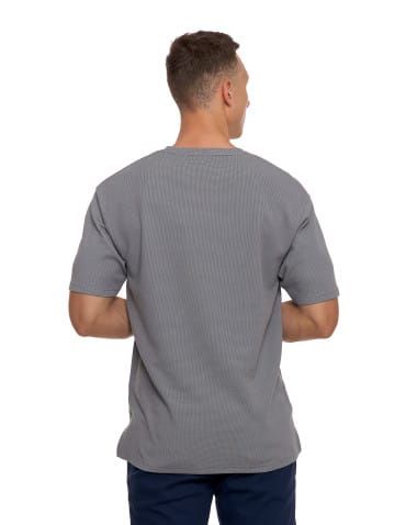 Koszulki i Tank Topy - T-shirt męski strukturalny casual z kieszonką SZARY - produkt 5