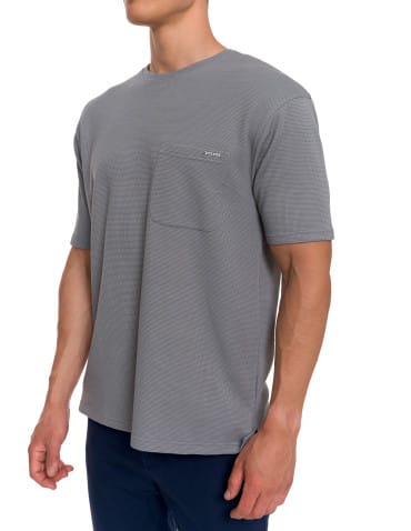 Koszulki i Tank Topy - T-shirt męski strukturalny casual z kieszonką SZARY - produkt 4
