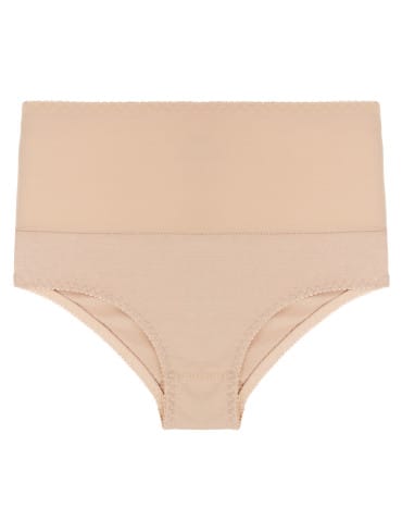 Majtki figi - Majtki damskie maxi bikini z wysokim stanem modelujące 3-pak BEŻOWY - produkt 2
