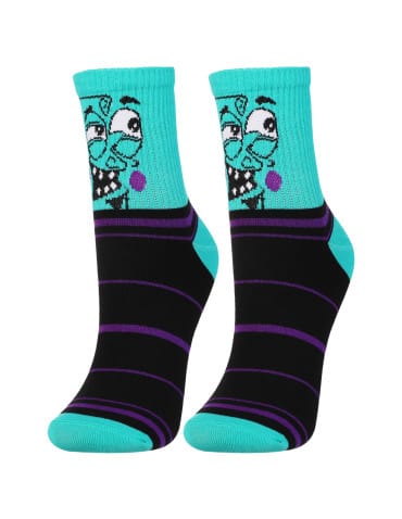 Skarpety damskie - Skarpetki bawełniane unisex z zabawnym wzorem 3-pak TURKUSOWY - produkt 6