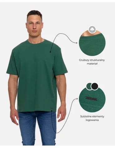T-shirt męski 100% bawełniany z prążkowaną strukturą - produkt 2