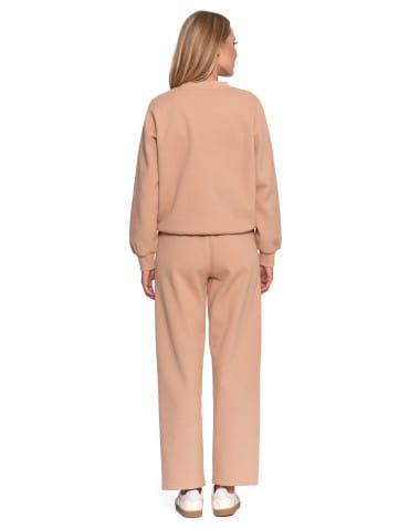Bluzy damskie - Damska bluza dresowa ocieplana bez kaptura BEŻOWY - produkt 10