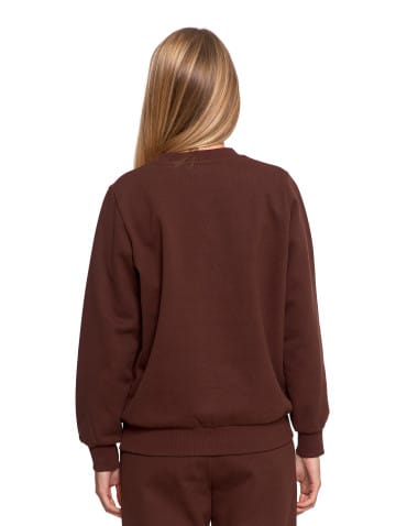 Bluzy damskie - Damska bluza dresowa ocieplana bez kaptura BRĄZOWY - produkt 3