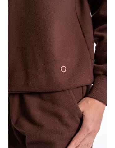 Bluzy damskie - Damska bluza dresowa ocieplana bez kaptura BRĄZOWY - produkt 6