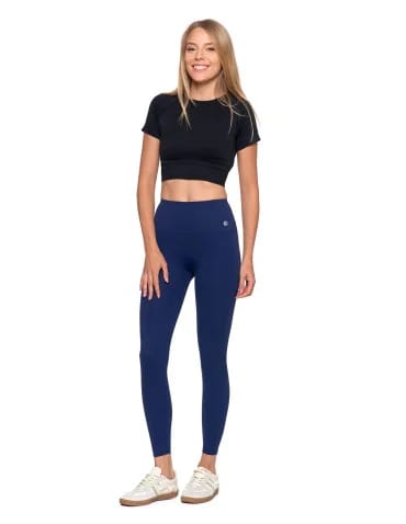 Legginsy damskie sportowe funkcyjne z wysokim stanem - GRANATOWY