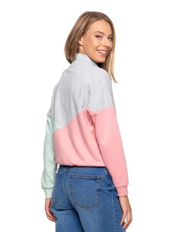 Bluzy damskie - Bluza dresowa damska z zamkiem i stójką RÓŻOWY - produkt 2