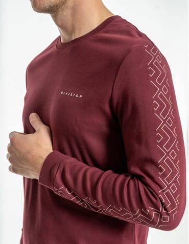 Koszulki i Tank Topy - Męska koszulka long bawełniana z minimalistycznym nadrukiem CZERWONY - produkt 5