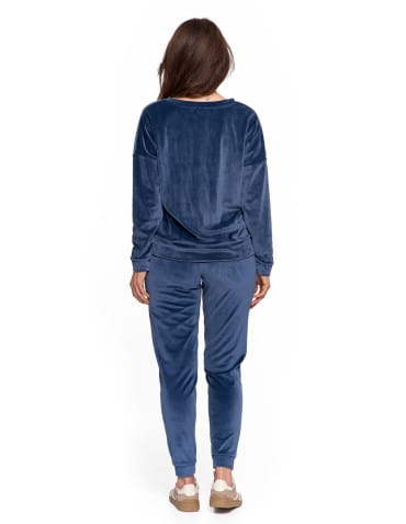 Bluzy damskie - Bluza damska welurowa klasyczna z dekoltem V GRANATOWY - produkt 8