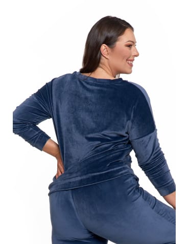 Bluzy damskie - Bluza damska welurowa klasyczna z dekoltem V GRANATOWY - produkt 15