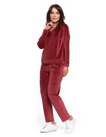 Bluzy damskie - Bluza damska welurowa klasyczna z dekoltem V BORDOWY - produkt 11