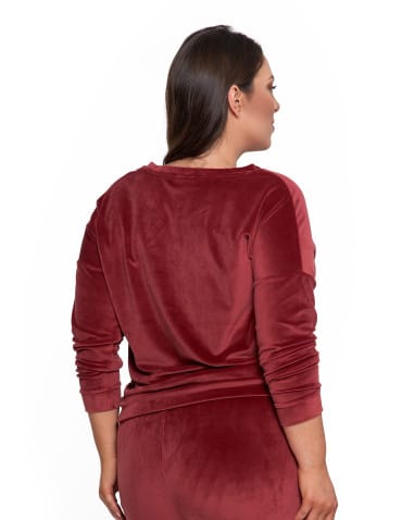 Bluzy damskie - Bluza damska welurowa klasyczna z dekoltem V BORDOWY - produkt 13