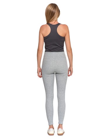 Legginsy damskie - Prążkowane legginsy damskie z wysokim stanem ocieplane JASNY SZARY - produkt 2