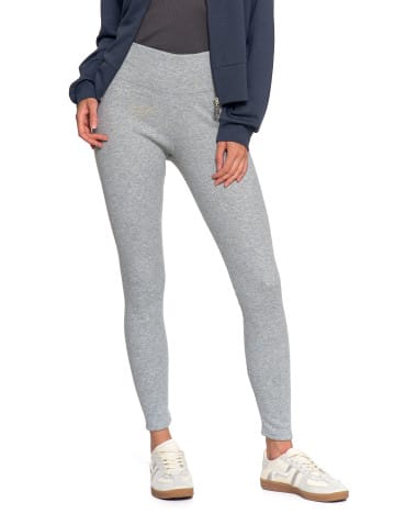 Legginsy damskie - Prążkowane legginsy damskie z wysokim stanem ocieplane JASNY SZARY - produkt 9