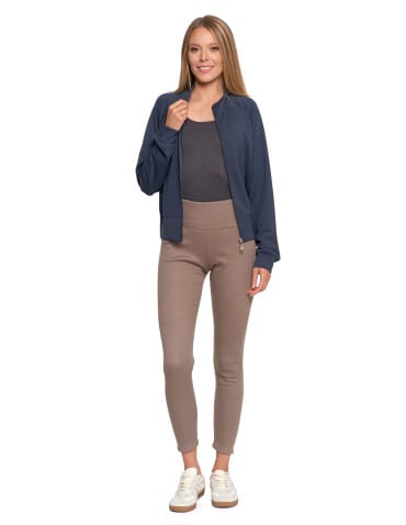 Legginsy damskie - Prążkowane legginsy damskie z wysokim stanem ocieplane MOKKA - produkt 3