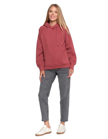 Bluzy damskie - Bluza damska dresowa bawełniana luźna ocieplana RÓŻOWY - produkt 11