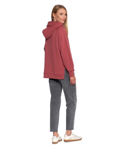 Bluzy damskie - Bluza damska dresowa bawełniana luźna ocieplana RÓŻOWY - produkt 13