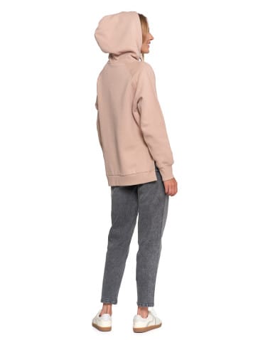 Bluzy damskie - Bluza damska dresowa bawełniana luźna ocieplana BEŻOWY - produkt 10