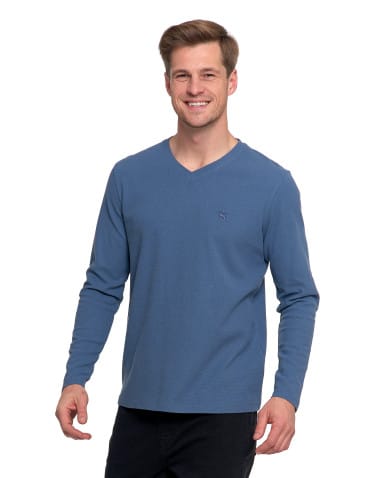 Koszulki i Tank Topy - Koszulka męska longsleeve z dekoltem w serek i haftem JEANS - produkt 4
