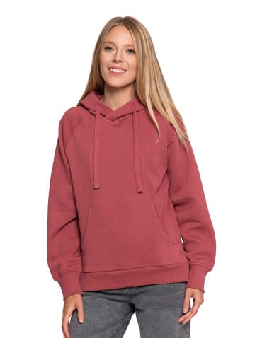 Bluzy damskie - Bluza damska dresowa bawełniana luźna ocieplana RÓŻOWY - produkt 16