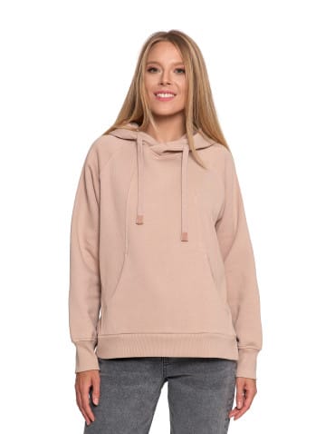 Bluzy damskie - Bluza damska dresowa bawełniana luźna ocieplana BEŻOWY - produkt 15