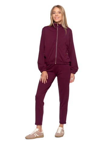 Bluzy damskie - Bluza damska dresowa bez kaptura BORDOWY - produkt 4