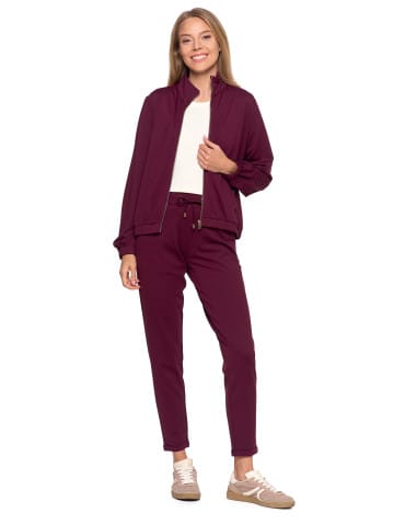 Bluzy damskie - Bluza damska dresowa bez kaptura BORDOWY - produkt 5