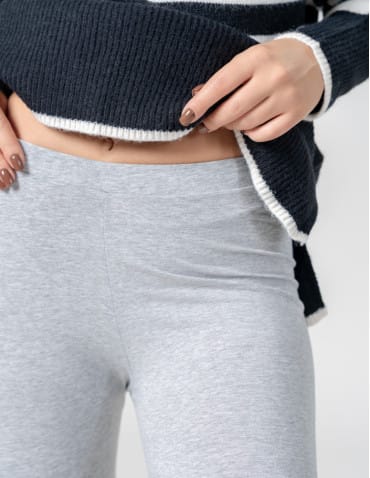 Legginsy damskie - Klasyczne legginsy ocieplane damskie JASNY SZARY - produkt 3